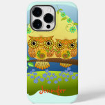 Spring flower power owls &amp; custom name Case-Mate iPhone 14 pro max case