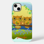 Spring flower power owls &amp; custom name Case-Mate iPhone 14 plus case