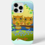 Spring flower power owls &amp; custom name iPhone 15 pro max case