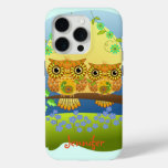 Spring flower power owls &amp; custom name iPhone 15 pro case