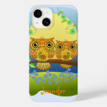 Spring flower power owls &amp; custom name Case-Mate iPhone 14 case