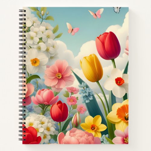 Spring Flower Seamless Pattern Notebook