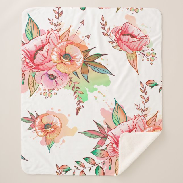 spring Flower Sherpa Blanket (Front)