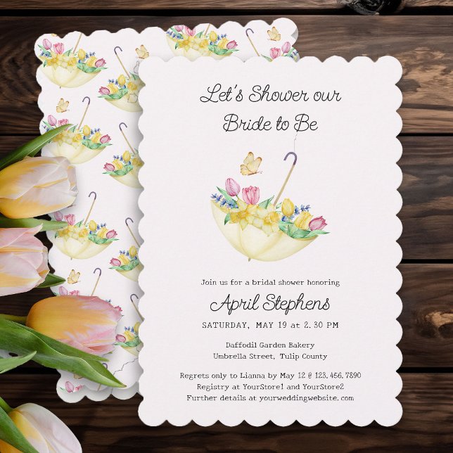 Spring Flower Shower the Bride-to-Be Bridal Shower Invitation (Spring Flowers Yellow and Pink Bridal Shower Invitation)