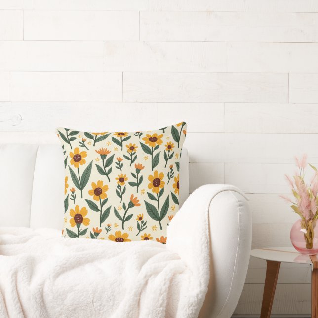 Spring Flower Throw Pillow (Couch)