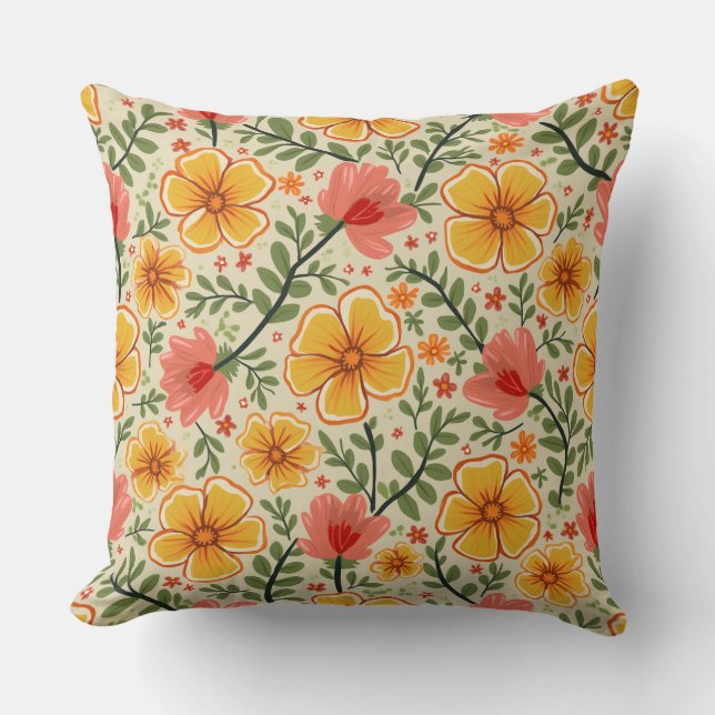 Spring Flower Throw Pillow (Front)