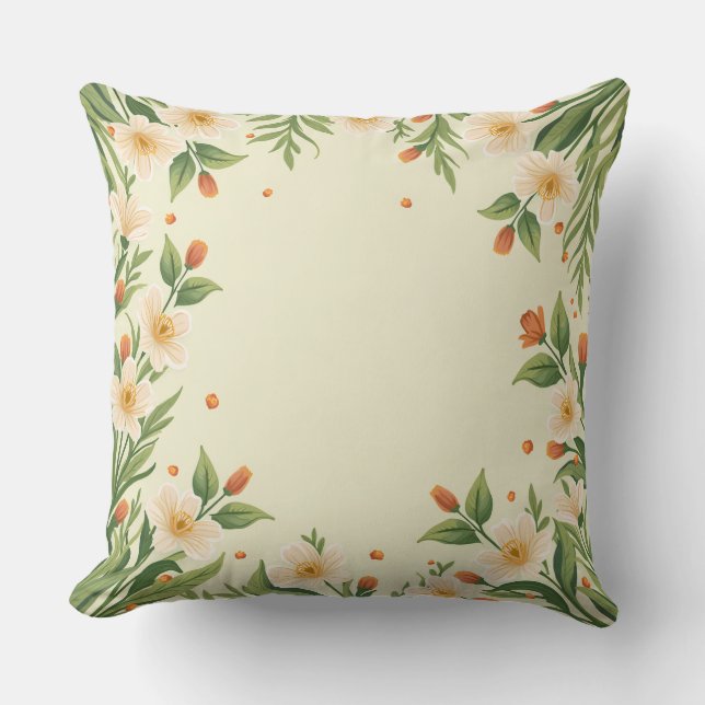 Spring Flower Throw Pillow (Front)
