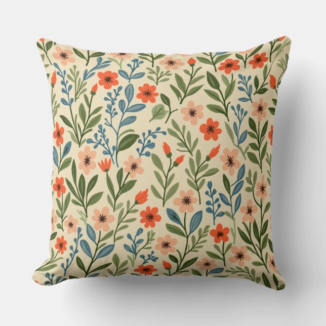 Spring Flower Throw Pillow (Front)