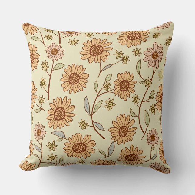 Spring Flower Throw Pillow (Front)