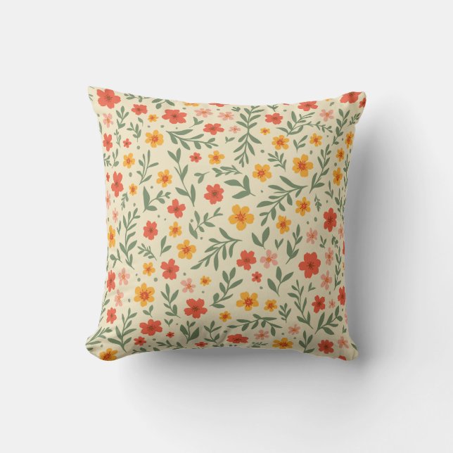 Spring Flower Throw Pillow (Front)