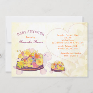 Spring Flower Turtles Baby Shower Invitation