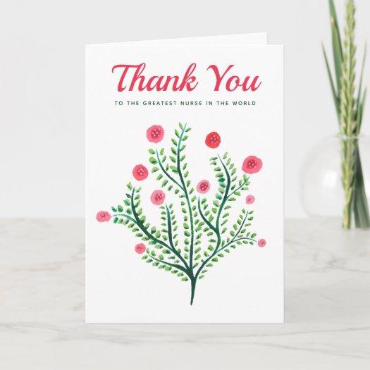 Spring Flower Watercolor Nurse Thank You Card