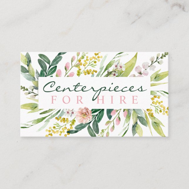 Spring Flower Wedding And Party Centerpiece Hire Business Card (Front)