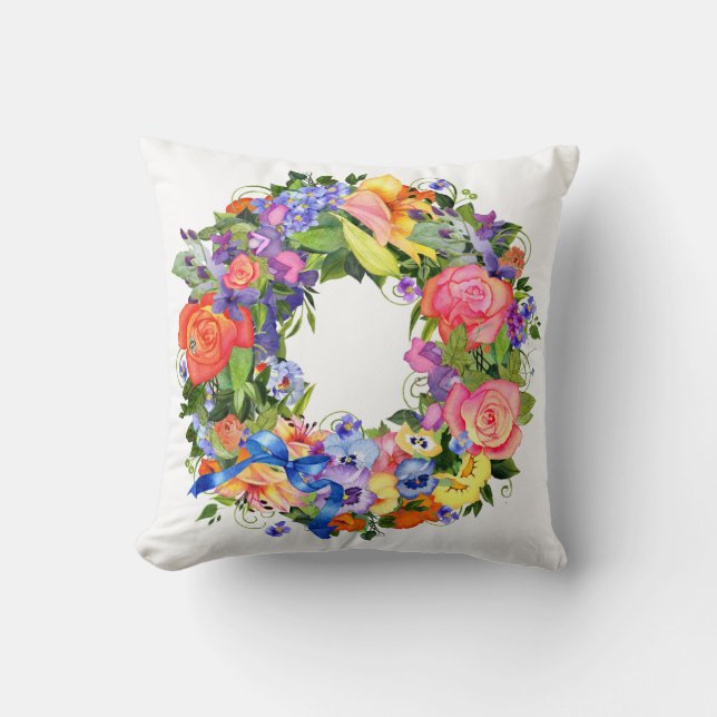 Spring Flower Wreath Pillow (Front)