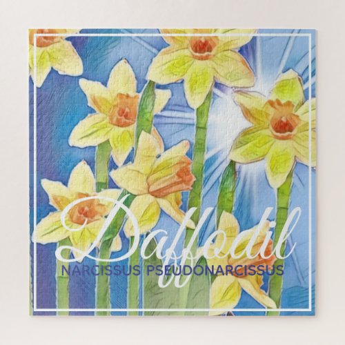 Spring Flower Yellow Daffodil and Blue Sunshine Jigsaw Puzzle