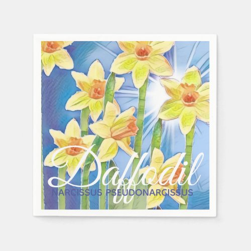 Spring Flower Yellow Daffodil and Blue Sunshine Napkins