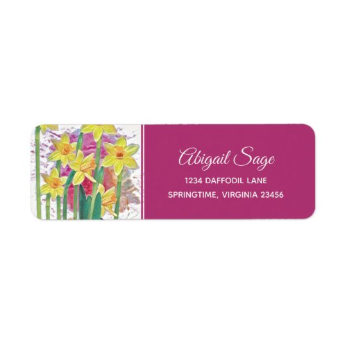 Spring Flower Yellow Daffodil and Pink Address Label