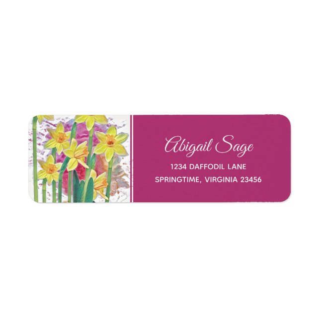 Spring Flower Yellow Daffodil and Pink Address Label (Front)