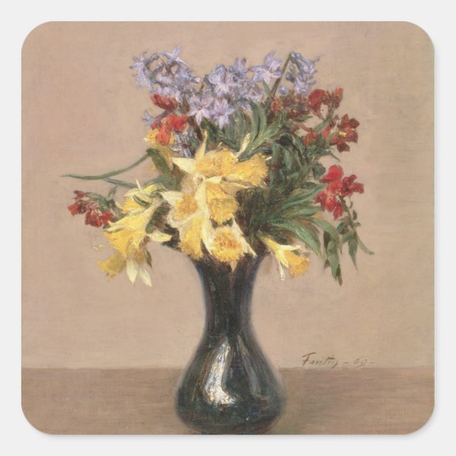 Spring Flowers, 1869 (oil on canvas) Square Sticker (Front)