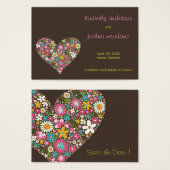 Spring Flowers 2 Heart Mini Save The Date Card / (Front & Back)