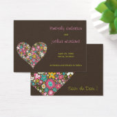 Spring Flowers 2 Heart Mini Save The Date Card / (Desk)