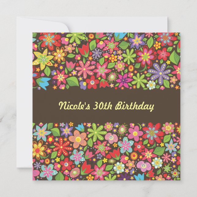 Spring Flowers 30th Birthday Party Invitation (Front)