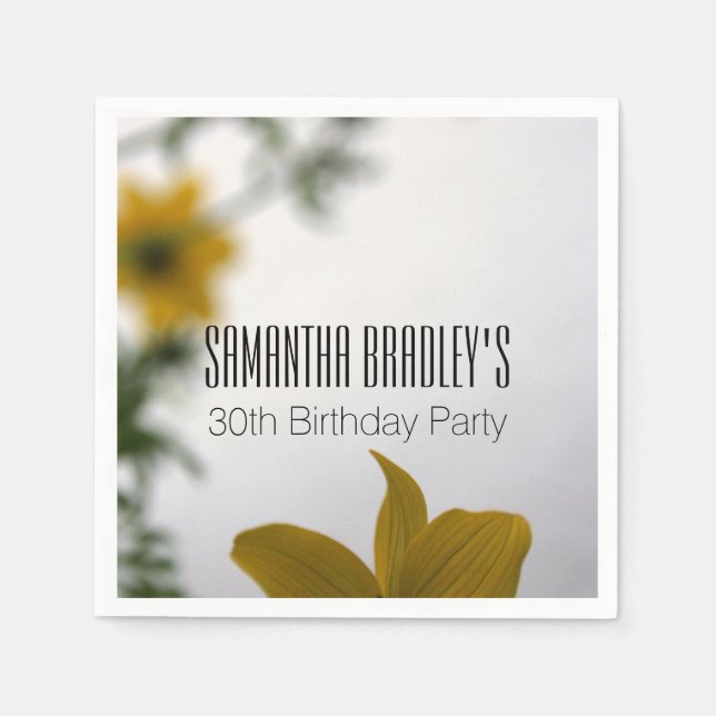 Spring Flowers 30th Birthday Party Paper Napkins (Front)