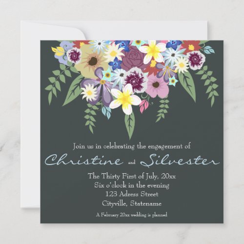 Spring Flowers, 5.25x5.25 engagement Custom Invites