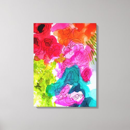 Spring Flowers abstract watercolour art Canvas Print