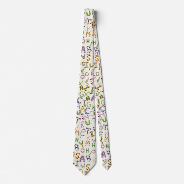 Spring Flowers - Alphabet Boho  Neck Tie (Front)
