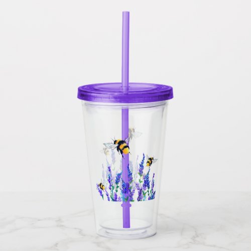 Spring Flowers and Bees Acrylic Tumbler