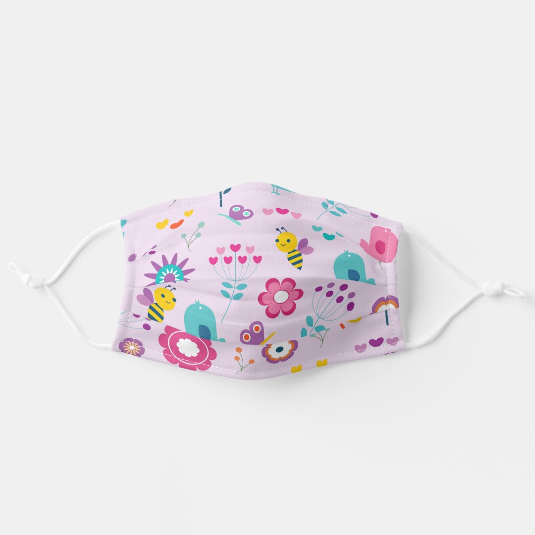 Spring Flowers and Bees Adult Cloth Face Mask | Zazzle