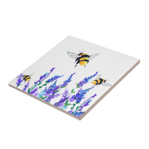 Spring Flowers and Bees Ceramic Tile