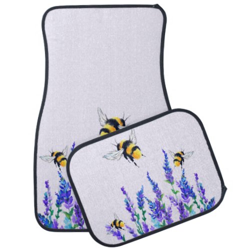 Spring Flowers and Bees Flying Car Floor Mat