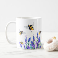 Spring Flowers and Bees Flying Coffee Mug