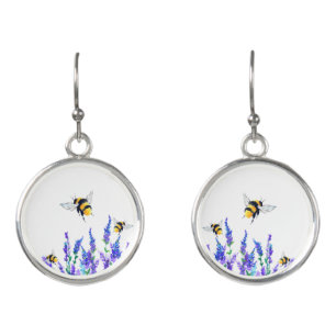 Spring Flowers and Bees Flying Earrings