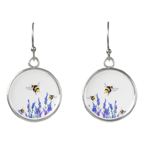 Spring Flowers and Bees Flying Earrings