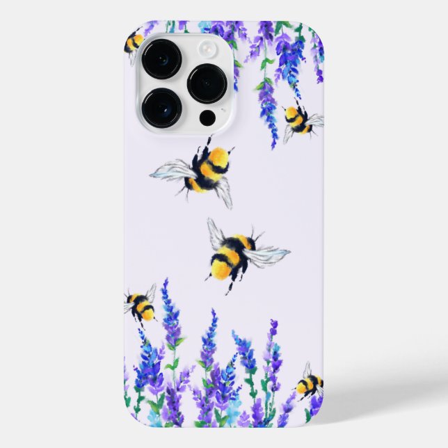 Spring Flowers and Bees Flying iPhone Case (Back)