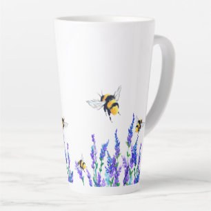 Spring Flowers and Bees Flying Latte Mug