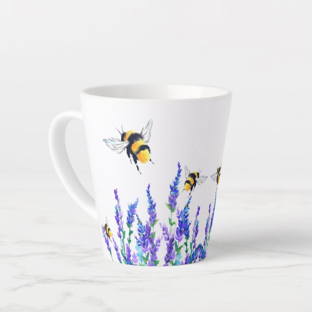 Spring Flowers and Bees Flying Mug - Painting (Left Angle)