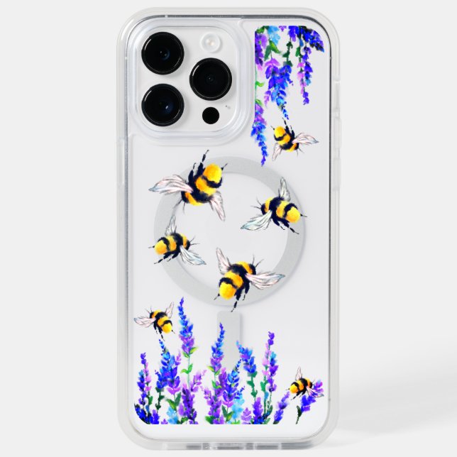 Spring Flowers and Bees Flying Otterbox iPhone Case (Back)