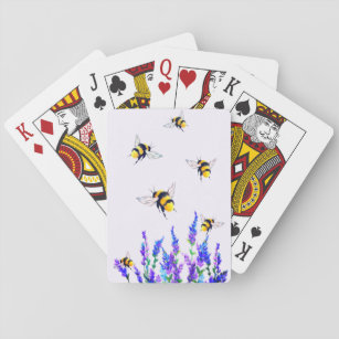 Spring Flowers and Bees Flying Playing Cards