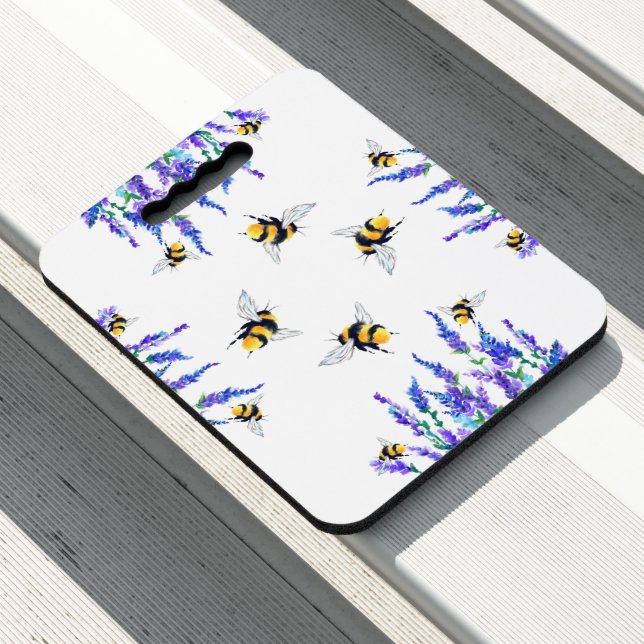 Spring Flowers and Bees Flying Seat Cushion (In Situ)