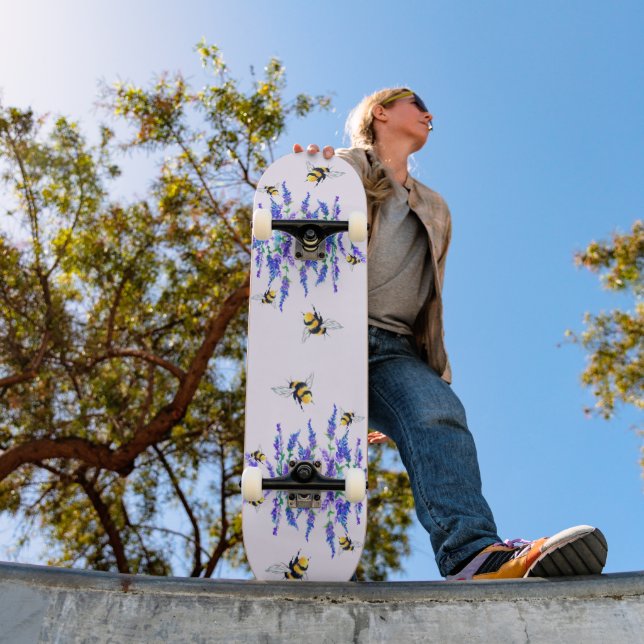 Spring Flowers and Bees Flying Skateboar Skateboard (Outdoor 1)