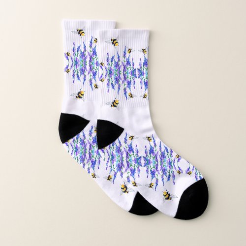 Spring Flowers and Bees Flying Socks 