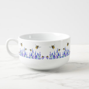 Spring Flowers and Bees Flying Soup Mug