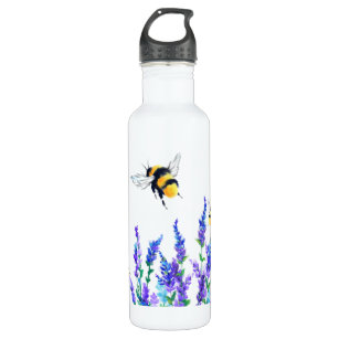 Spring Flowers and Bees Flying Water Bottle