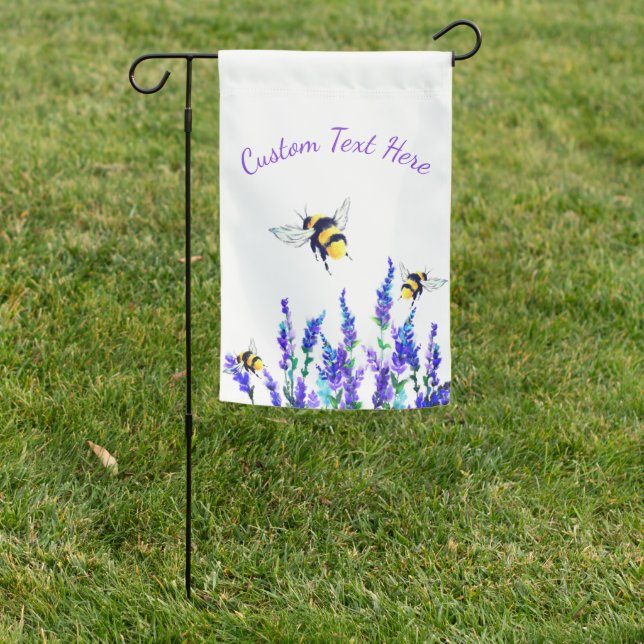 Spring Flowers and Bees Garden Flag Custom Text (In SItu)