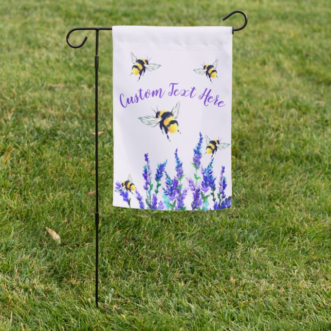 Spring Flowers and Bees Garden Flag Custom Text (In SItu)