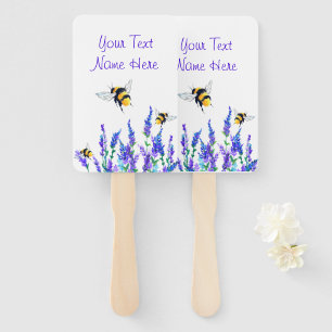 Spring Flowers and Bees Hand Fan - Your Text Name